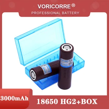 VariCore Új, Eredeti HG2 18650 akkumulátor 3000mAh 18650HG2 3.6 V mentesítés 20A, dedikált Power akkumulátor + Tároló doboz