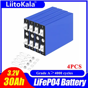 4db LiitoKala 3.2 V 30Ah LiFePO4 akkumulátor cella Lítium-vas-foszfát mély ciklus Diy 12V 24V 36V 48V napenergia UPS power