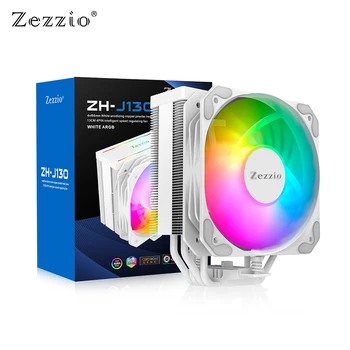 Zezzio ZH-J130 Fehér/Fekete 4 hőcsöves CPU-Hűtő 5V 3PIN ARGB hűtőventilátor Torony hűtőborda Intel LGA115X 1200 AMD AM4