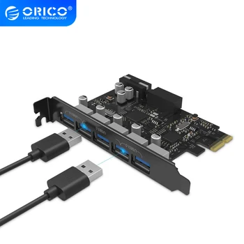 ORICO USB 3.0 PCI-E bővítőkártya 5 Port Hub Adapter Külső Vezérlő Express Kártya 4-tűs tápcsatlakozó Kábel