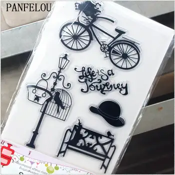 PANFELOU 11.3*15.56 cm Szék, kerékpár világítás Átlátszó Szilikon Gumi Tiszta Bélyegek rajzfilm a Scrapbooking/DIY esküvői album
