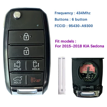 CN051126 5 Darab 6 Gombot Flip Autó Kulcs 2015-2018 KIA Sedona Valódi Távoli Kulcs Távirányító 433 mhz-es FCCID Száma 95430-A9300