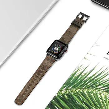 Szíj Apple nézni zenekar 44mm 40mm iWatch 42mm 38mm Retro Tehén Bőr watchband karkötő correa az iwatch sorozat 7 6 5 4 3 SE