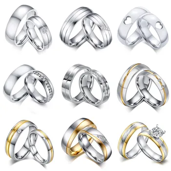 TOBILO 2021 Új Ezüst Színű Romantikus Rozsdamentes Acél Gyűrűk, Nők, Férfiak Szeretője Party Esküvői Divat CZ Kő Gyűrűk