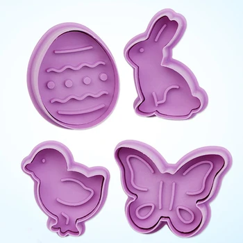 4db Húsvéti Cookie Cutter Nyuszi Tojás Minta húsvéti dekoráció az otthoni 3D-s Meghalni Fondant Cukrászati Eszközök Keksz Penész Boldog Húsvéti