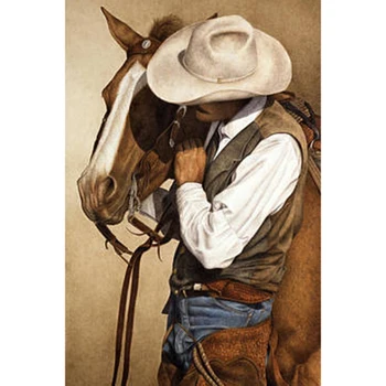 5D Gyémánt Hímzés Western Cowboy Ló Gyémánt Festmény Teljes Gyémánt-Mozaik lakberendezési újévi Ajándék
