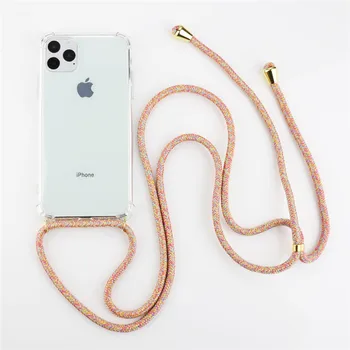 Luxus Kors Nyaklánc Rögzítésre Kábel Átlátszó Telefon tok iPhone 13 12 11 Pro Max Mini X XR XS SE 6 7 8 Plusz Puha Borító