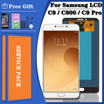 100% - os teszt Új Samsung Galaxy C9 Pro Lcd C9000 Kijelző érintőképernyő Digitalizáló Szerelvény Csere SAMSUNG C9 Pro LCD