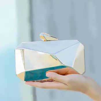 női táska 2020 új fém Láncok Hasp Doboz Minaudiere Divat Geometriai Váll táska Euro-Amerikai stílus MINI táska