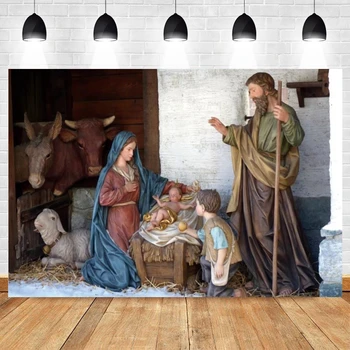 Jézus Krisztus Születése Betlehem Szűz Mária Karácsony Fotó Hátteret, Juh, Szarvasmarha Pásztor Háttér Fotózás Fotó Stúdió
