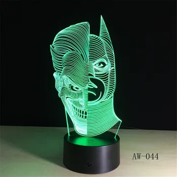 Kettős Arca 3D-s LED Lámpa, 7 Szín Led-es Éjszakai Lámpák Gyerekeknek Érintse meg Led USB Asztal Lampara Lampe Baba Alszik Éjjeli AW-044