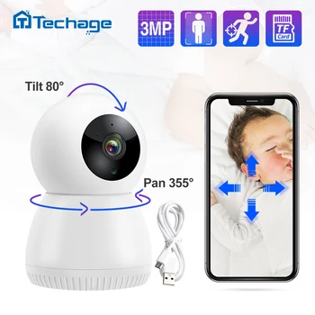 Techage 1080P 3MP Wifi PTZ Kamera 360 Home Security Automatikus Követés Emberi Érzékelés kétirányú Audio Vezeték nélküli IP Kamera Baba Monitor