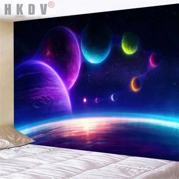 HKDV 3D Absztrakt Mágikus Tér Galaxy Csillagos Ég Tájkép Gobelin Wall Art Ruhával Poszter Dekoráció Modern lakberendezés Nappali