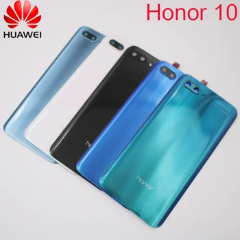 Eredeti Huawei Honor 10 Vissza az akkumulátorfedelet Hátsó Ajtó Üveg Ház Esetben megtiszteltetés 10 Fedél Csere Alkatrészek + Kamera Lencse Keretben