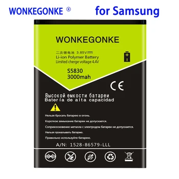WONKEGONKE 3000mah EB464358VU akkumulátor Samsung Galaxy Y Duos S6102 Mini 2 S6500 S6802 Galaxy Ace Plus S7500 S7508