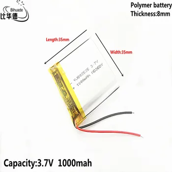 Jó Qulity Liter energia akkumulátor 3,7 V,1000mAH 803535 Polimer lítium-ion / Li-ion akkumulátor tablet pc BANK,GPS,mp3,mp4