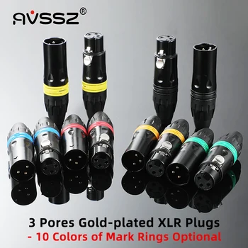 AVSSZ XLR Három 3 Tűs Csatlakozó, aranyozott Férfi Nő Plug Ágyú Mikrofon Kiegyensúlyozott Hegesztés Audio Hangszóró Láz DIY Plug-in
