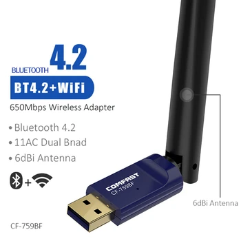 Poweful kétsávos, 2,4&5.8 Ghz-es 6dBi Antenna nagysebességű 650Mbps Wifi Bluetooth-kompatibilis 4.2 Vezeték nélküli Adapter a Hozzáférési Pont CF-759BF