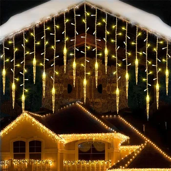 Utca Garland A Ház szilveszteri Dekoráció LED Girland Jégcsap Függöny Fény Bágyadtság 0.4-0.6 M EU Plug Karácsonyi Fények