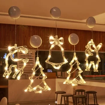 Karácsonyi LED tapadókorong Csillár Hópelyhek Mikulás Balekok Függöny tündérfény Esküvői Dekoráció Ünnepi Világítás
