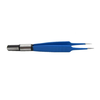 Kék Újrafelhasználható Bipoláris Csipesz IEC Bipoláris Elektrokoaguláció Csipesz Plug-in Magas Hőmérsékletű Ellenálló L: 11.5 cm, tip 0,7 mm
