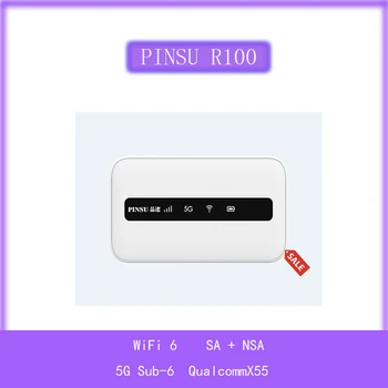 Nyitva PINSU R100 5G Roter Wi-Fi 6 Dual-Core NSA+SA Mobil Wi-Fi 5G Router A SIM-Kártya Qualcomm SDX55 Moden 3600 mAh akkumulátor