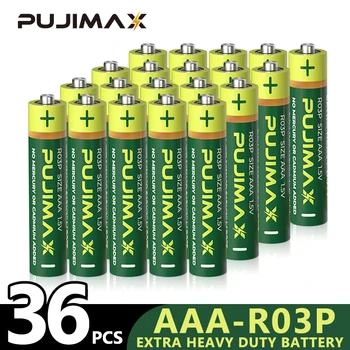 PUJIMAX 36 Megfelelő Kombináció AAA 1,5 V-os Szén-Cink Akkumulátor Szuper nagy teherbírású Higany Ingyenes Akkumulátorok órás Rádió Játékok