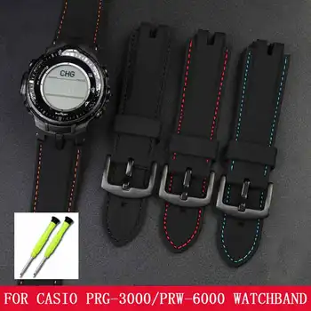 A Casio PRW-3000/3100/6000/6100Y PROTREK Hegymászás Sport Szilikon Watchband öv Módosított Férfiak Tartozékok heveder