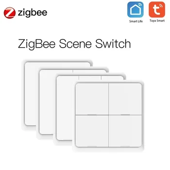 ZigBee Smart Switch Vezeték nélküli 4 Banda 12 Jelenet nyomógombos Vezérlő Ingyenes Matricát Tuya Intelligens Élet APP Ellenőrzési Otthoni Automatizálás