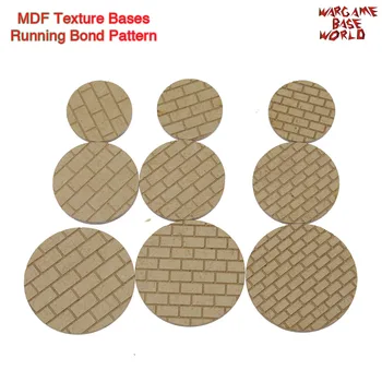 MDF Textúra Bázisok - 25mm - 40mm Kör Futás Bond Minta Tégla Textúra bázisok - Lézerrel Vágott fa