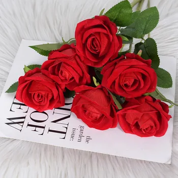 51cm Mesterséges Rózsa Virág Egyetlen Kezet Éreztem, Flanel Rose Haza, Étterem, Esküvői Dekoráció Valentin Napi Ajándék Hamis Virág