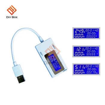 Dual USB Port Digitális Kijelző DC 4-30V Aktuális Feszültség Akkumulátor Kapacitás Flash Díj 10 az 1-ben Teszter 0-5A 0-99 Óra 0-150W