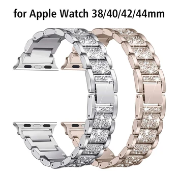 Bling Karkötő Apple Óra 7 5 4 Band, 41 mm-es 44mm 40mm iWatch Series 3 Heveder Zenekar Elegáns 38mm 42mm Rozsdamentes Acél Watchband