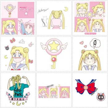 Sailor Moon Anime Lány Perifériás Ruházat, póló Nyomtatás Olvasztható Javítás Csík DIY Dekoráció Vas, Vászon Táska hőátadás