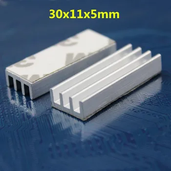 10 Db/sok 30x11x5mm DIY CPU IC hűtőborda LED-es Extrudált Alumínium Hűtőborda