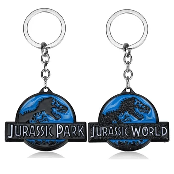 MQCHUN Meleg Film a Jurassic Park Logo Fém Medál, Kulcstartó, A Jurassic Világ Dinoszaurusz Kulcstartó Divat kulcstartó Gyűrű
