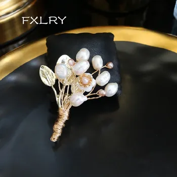 FXLRY High-end Kézzel készített Természetes édesvízi Gyöngy személyiség Kéz-seb Csokor bross női ékszerek tartozék