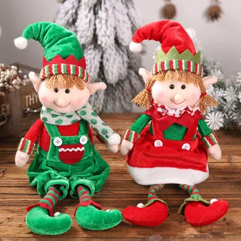 Karácsony Karácsonyi Lóg a Lába Elf Ülő Testtartás Baba Díszek Gyermekek Ajándék Manó Baba Dekoráció Navidad 2022