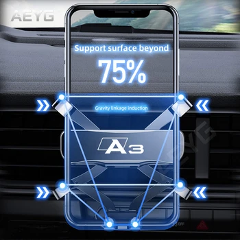 Autós Mobiltelefon tartó Audi A3 8v 8p 8l 2018 Gravitáció Szellőző Állni Okos Telefon, Különleges Mount Támogatás Navigációs Konzol