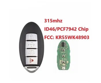 4 Gomb 315Mhz Autó Távirányító Smart Key ID 46 Chip Nissan Altima, Maxima Murano FCCID KR55WK48903
