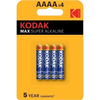 4 X alkáli elem KODAK MAX AAAA, E96, E96BP-2, LR61, LR8D425, MN2500, MX2500, N539-ND 1,5 V (BLISZTER kártya 4 Db)