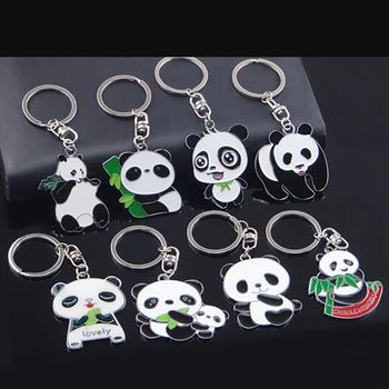 Divat Kedves Panda Fém Kulcstartó Kulcstartó, Táska Autós kulcstartó Jogosultja Aranyos Rajzfilm Ékszerek Turizmus ajándék Ajándékok kulcstartók
