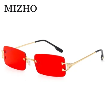 MIZHO 2022 Divat Téglalap alakú Napszemüveg Keret nélküli Férfi Luxus Márka Tervezője Árnyalatok Nagy, Bár Fém UV400 Kék Szemüveg Női