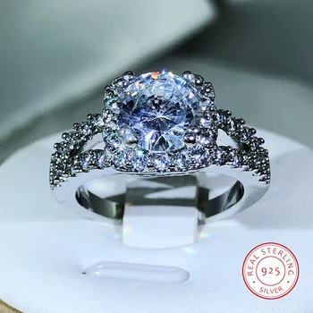 A Szerelmesek Gyémánt eljegyzési Gyűrű 925 Sterling Ezüst Eljegyzési, Esküvői Zenekar, Gyűrűk, nők, férfiak Parti Ékszer Ajándék