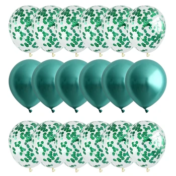 18pcs Zöld Konfetti Metál lufi Meghatározott Chrome ballon Szülinapi deco Buli, Esküvő Dekoráció, Esküvő, Évforduló globals