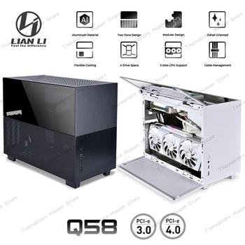 LIAN LI PC-Q58 Víz Hűtés Számítógép Esetében MINI ITX Számítógépház ,MOD PC Játék Esetben Gamer Kabinet Támogatja PICULA-3.0/4.0, Fekete-Fehér