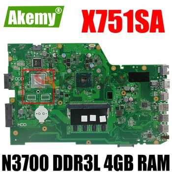 X751SA N3700 CPU DDR3L 4GB RAM, alaplap Az ASUS X751S X751SA X751SV Laptop alaplap 90NB07M0-R00050 Vizsgált ingyenes szállítás