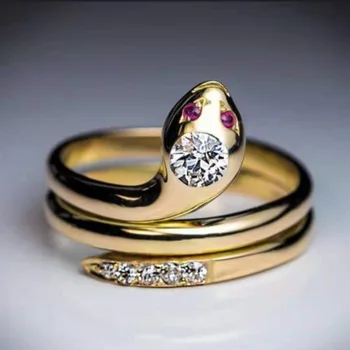 Klasszikus Kígyó Gyűrű a Nők Nyilatkozat Eljegyzési Ékszerek, Kiegészítők, Divat Fehér/Piros Strassz Cirkon Nyitó Gyűrűk